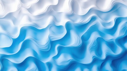 Obraz premium A digital illustration of a wave-like pattern in shades of blue and white.