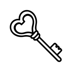 Heart shaped key icon design with intricate details