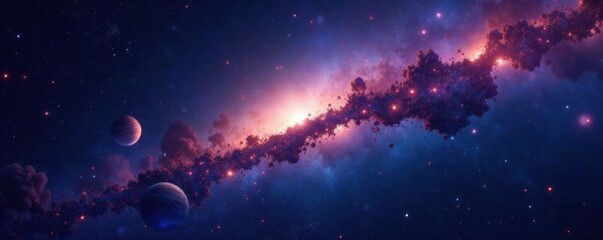 Fototapeta premium Deep space with stars and planets, dark canvas of universe, stars, blackness, darkness