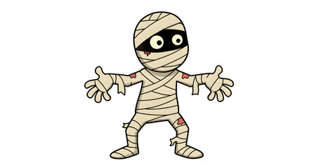 Cartoon Mummy Illustration, Halloween costume, funny mummy character