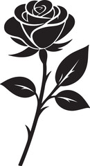 Rose Black Silhouette Vector, Elegant Floral Art & Botanical Clipart