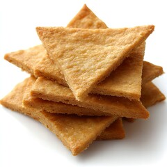 Fototapeta premium Delicious Triangular Shortbread Cookies Stack Sweet Baked Pastry Golden Brown Crispy Texture