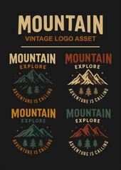 vintage mountain logo, suitable for outdoor products, t-shirts and stickers