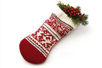 Traditional red and white Christmas stocking