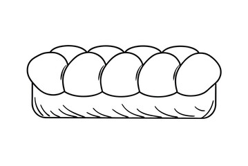 Simple Line Art Of Challah Bread Braided Loaf Isolated On White Background