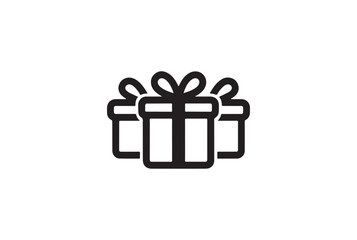 Simple Black Line Art of Stacked Gift Boxes