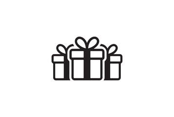 Simple Black Line Art of Stacked Gift Boxes