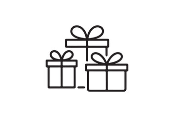 Simple Black Line Art of Stacked Gift Boxes