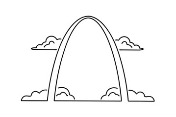 Minimalist St Louis Arch Outline With Clouds Black And White Simple Design