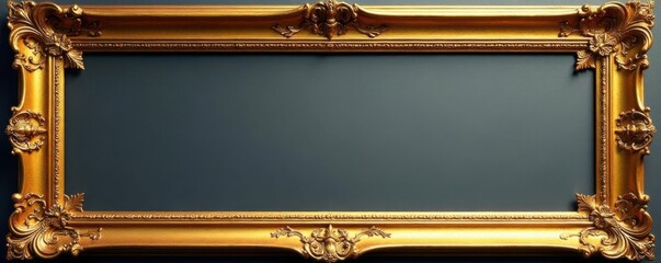 Ornate gold frame with baroque details and elegant scroll design , baroque, luxurious