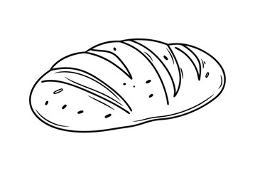 Hand Drawn Loaf Of Bread Black And White Outline Illustration