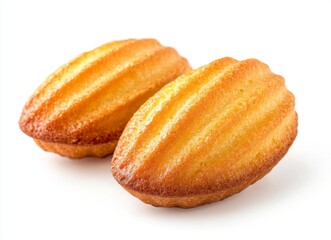 Two golden, fluted, small cakes