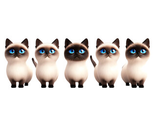 Obraz premium Playful siamese kittens in photoroom cute animation whimsical setting adorable view