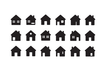 Simple Black and White House Icons in Various Styles