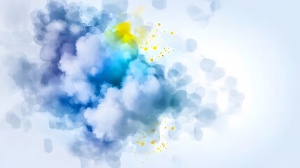 Abstract Soft Cloudy Background with Shades of Blue and Yellow Creating a Dreamy Atmosphere