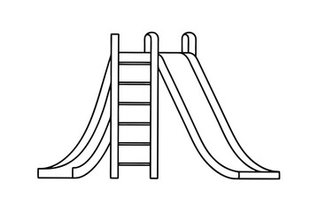 Outline Illustration Of A Classic Playground Slide With Ladder For Children