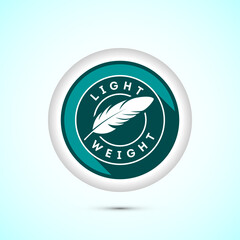 Light weight icon design illustration. Feather icon, Light weight label sign symbol, Teal color shadow button design