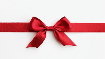 Fototapeta premium A vibrant red ribbon bow elegantly tied on a sleek ribbon, perfect for gifts and decorations.