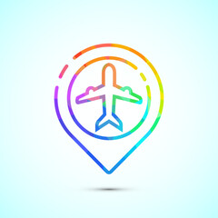Airplane icon design illustration. Flight transport sign. Travel, holiday symbol in low poly style