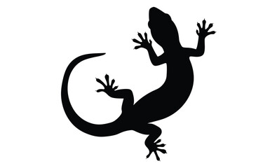 Lizard silhouette illustration, Reptile animal icon, Gecko shape graphic