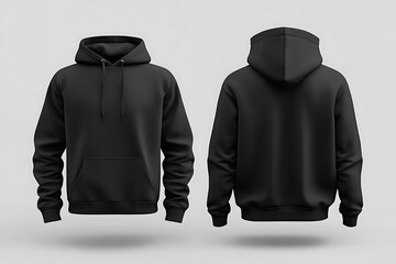 black hoodie front and back view athletic
