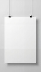 Modern poster mockup hanging in minimalistic environment, artistic display