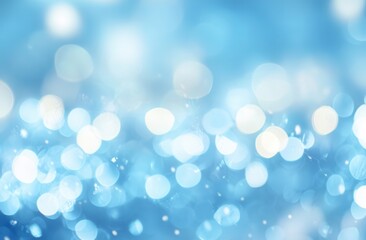 Obraz premium Soft, blue, festive bokeh lights. Blurred, out-of-focus, bright circular light patterns. Creates a dreamy, celebratory atmosphere