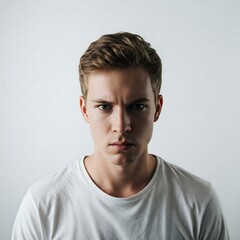 Obraz premium Intense Young Man with Frowning Expression Portrait