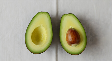 Halved Avocado Fruits On White Fabric Offering Freshness And Natural Goodness
