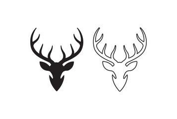 Simple black and white deer head logo design