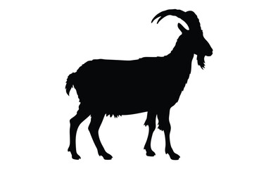 Goat silhouette illustration, Farm animal graphic, Livestock icon design