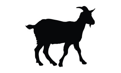 Goat silhouette illustration, Farm animal graphic, Livestock icon design