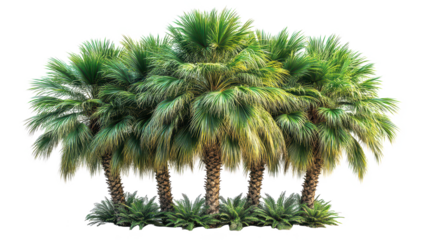 Tropical palm tree isolated on transparent background