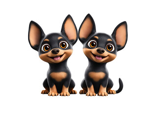 Fototapeta premium Adorable miniature cerberus puppies cute animal photography playful indoor setting smiling faces