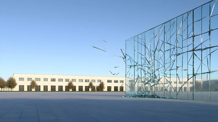 Broken Glass Wall Modern Architecture