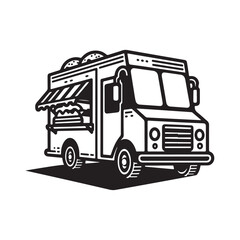 food truck vector silhouette clip art logo illustration