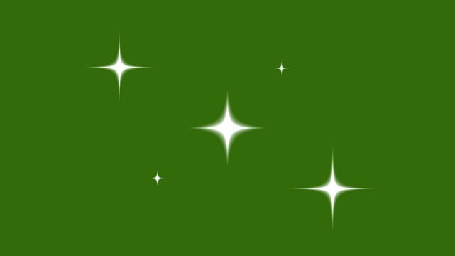 Blinking retro vector stars. twinkling starry night sky, looping animation. white cartoon, flat, vector, doodles style stars. 4k