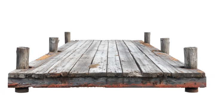 Wooden pier isolated on transparent background