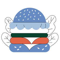 Colorful Cheeseburger Vector Illustration with Detailed Layers

