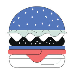 Colorful Cheeseburger Vector Illustration with Detailed Layers

