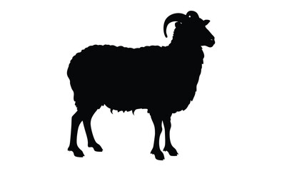 Goat silhouette illustration, Farm animal graphic, Livestock icon design