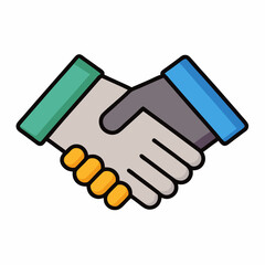Handshake Icon Vector Agreement Symbol with Colorful Sleeves

