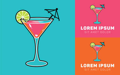 Minimalist Cocktail Icon Logo with Elegant Stir and Garnish