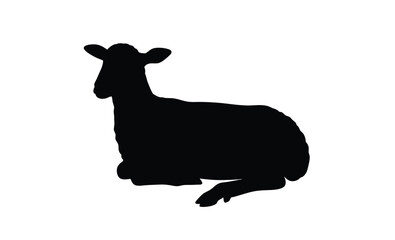 Goat silhouette illustration, Farm animal graphic, Livestock icon design