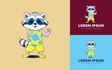 Fox in Beachwear with Sunglasses Icon Logo Design