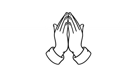 Simple hands in prayer line art illustration