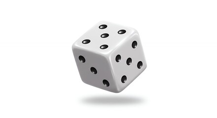 Single white dice floating isolated image