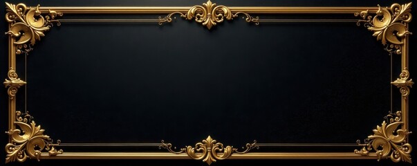 Shimmering black and gold luxury background with ornate frames and luxurious details, ornate, glamour