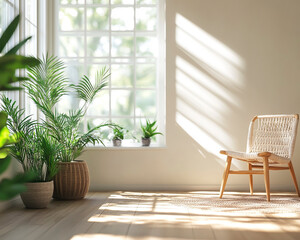 Sunlit Reading Corner Featuring Eco-Friendly Decor and Houseplants
