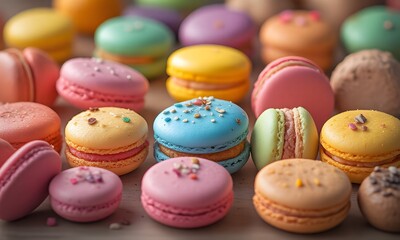 Obraz premium A bunch of macarons with different colors.